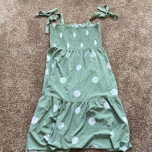 SHEIN Curve Like new smocked top tie shoulder polka dot midi dress size 16